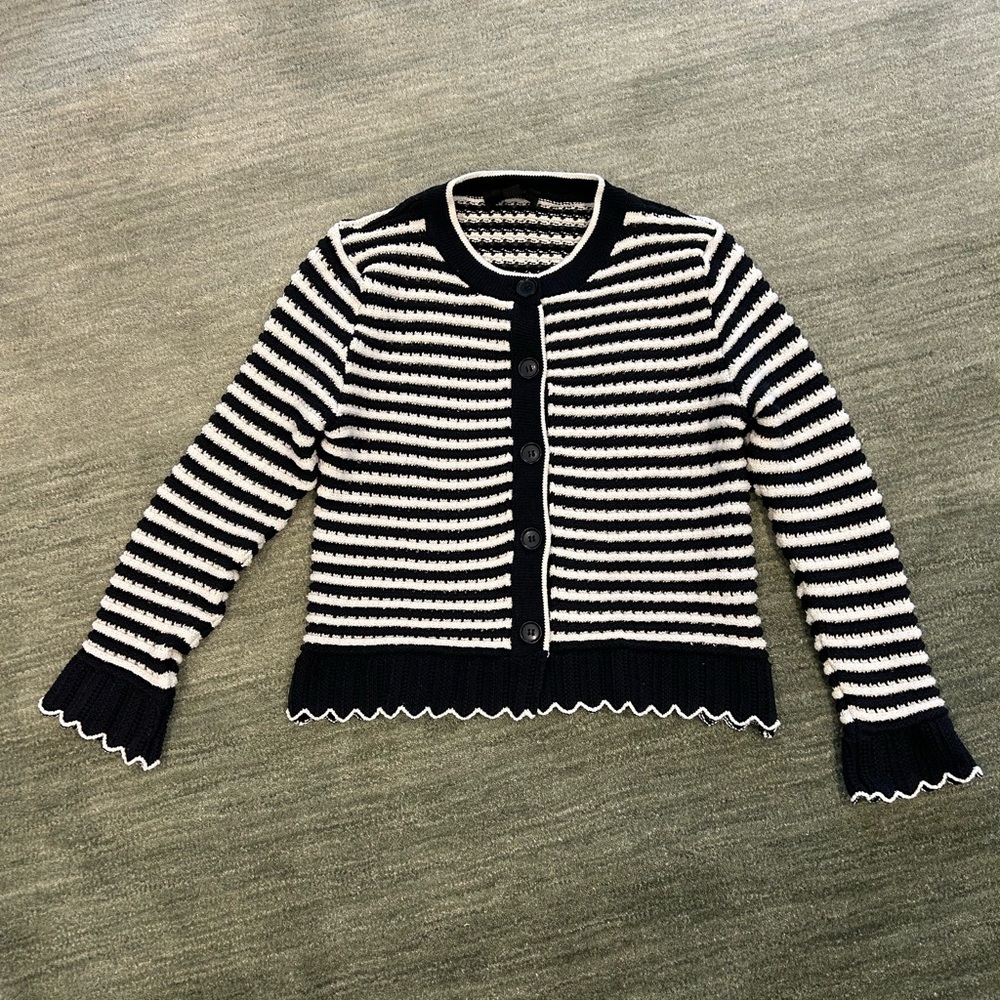 Zara Black and White Striped Cardigan